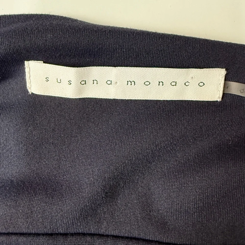 Susana Monaco Jumpsuit Womens Large Navy Blue Tie Shoulder V-Neck Wide Leg - Picture 4 of 11